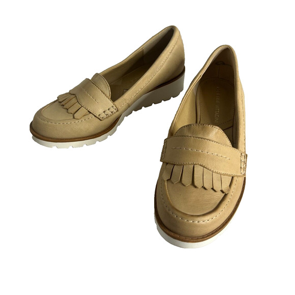 Adrienne Vittadini Tumult Fringe Platform Loafer Women's Leather Wedge SZ 6 - Picture 4 of 10